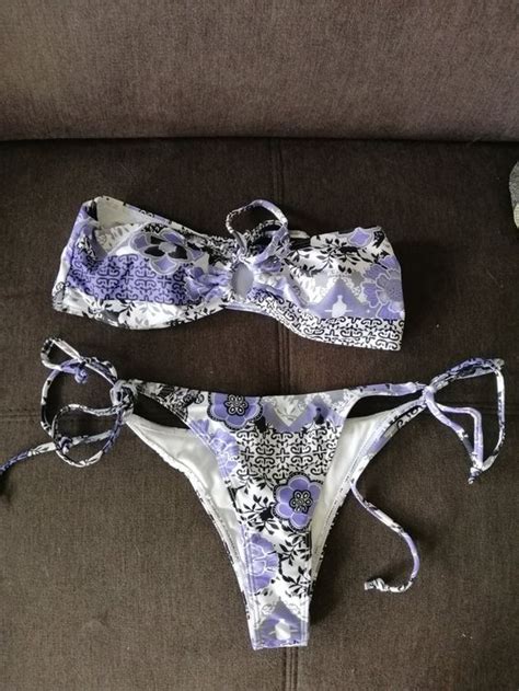 Sehr Sch Nes Bikini Zum Binden Muster Lila Schwarz Weiss Kaufen Auf Ricardo