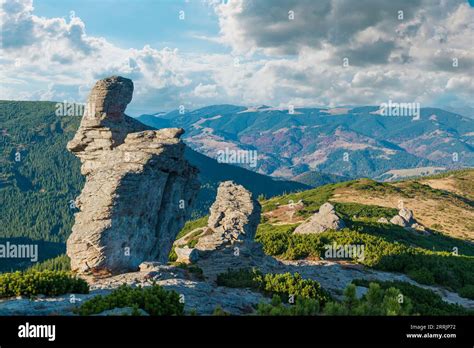 Colorful Mountain Landscape Picturesque Rocks In Carpathian Mountains