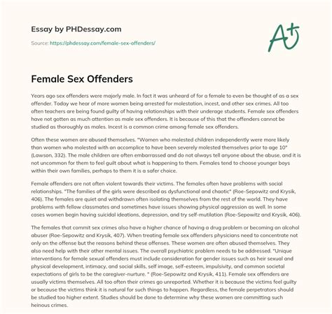 Female Sex Offenders Words Phdessay