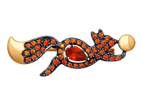 Золотая брошь ''Лисичка'' SOKOLOV 040236 с фианитами — купить в AllTime ...