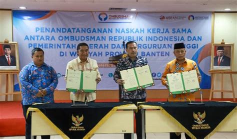 Pj Gubernur Banten Teken Mou Dengan Ombudsman Ri Ciptakan Pelayanan