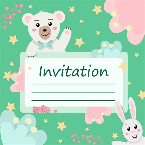 gentle card invitation with cute animals vector illustration 33192331 ...