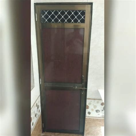 Polished Brown Aluminium Bathroom Door Design Pattern Plain At Rs