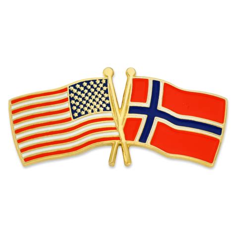 Pinmart S Usa And Norway Crossed Friendship Flag Enamel Lapel Pin