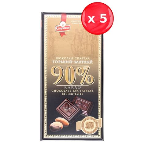Шоколад Спартак горький 90% 85 г, набор из 5 шт купить на OZON по ...