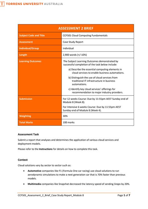 SOLUTION Ccf501 Assessment 2 Brief Ccf501 Cloud Computing Fundamentals