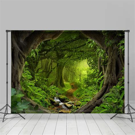 green forest path wonderland sunny spring backdrop