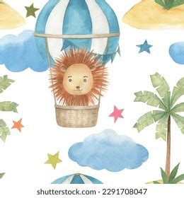 Watercolor Baby Seamless Pattern Hot Air Stock Illustration Shutterstock