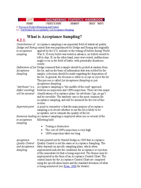 acceptance sampling  sampling statistics evaluation methods