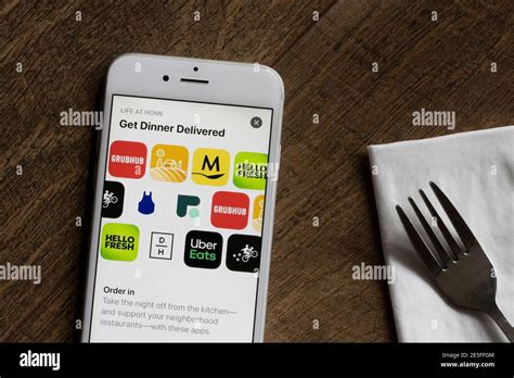 Assorted Food Delivery Apps Are Seen On An IPhone Grubhub Uber Eats