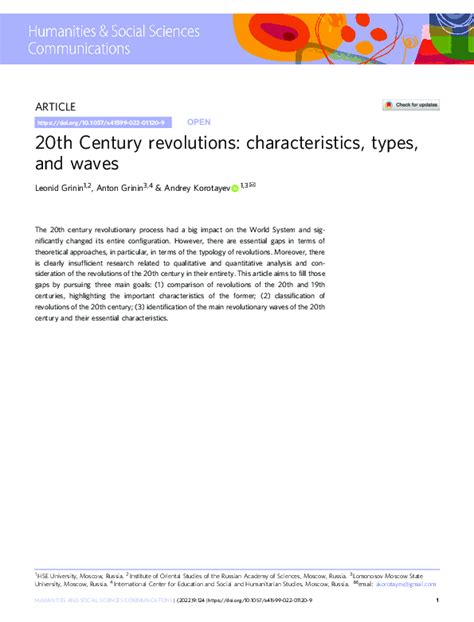 Pdf 20th Century Revolutions Characteristics Types And Waves
