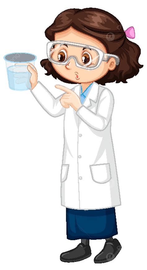 Cartoon Girl Character Donning A Scientists Lab Coat With An Adorable