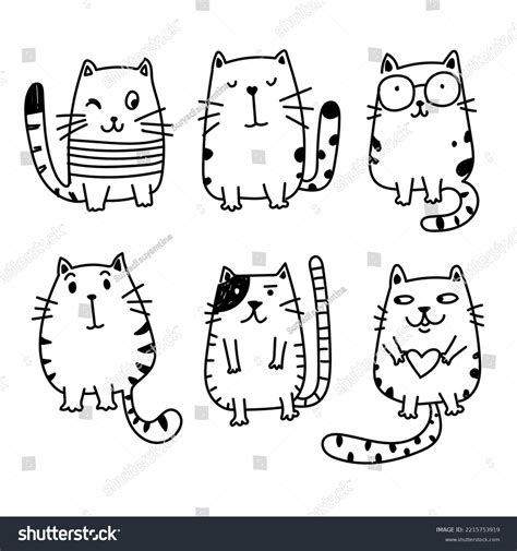 Minimalist Cats Drawing Set Cat Doodles Stock Vector (Royalty Free ...