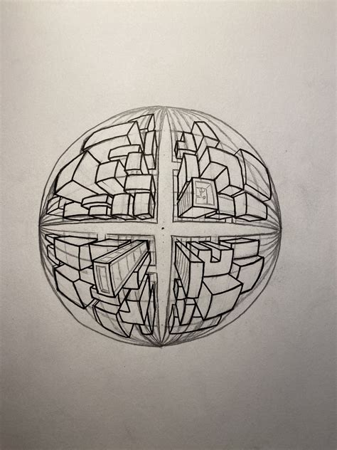 Sphere 5 point perspective grid printable template sphere grid drawing ...