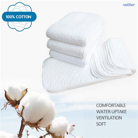 10pcs Reusable Baby Diapers Cotton Diaper Inserts 3 Layer Washable