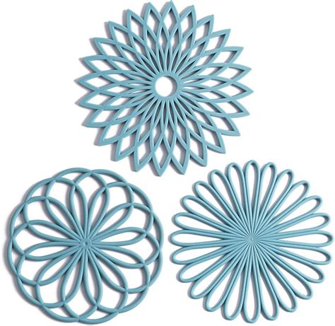 Amazon Set Of Silicone Trivet Mat Non Slip Heat Resistant Modern Kitchen Hot Pads For