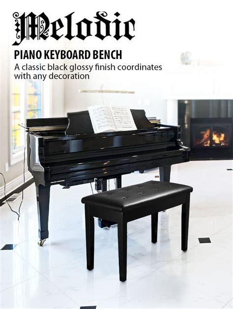 Melodic Wood Duet Piano Bench Keyboard Stool Seat With Storage Crazy