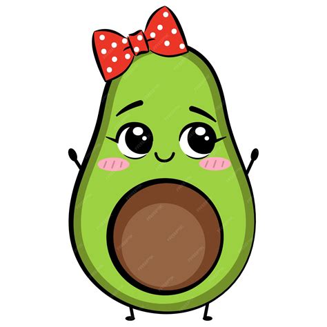 Aguacate De Dibujos Animados Lindo Aislado Sobre Fondo Blanco Diseño De Ilustración Vectorial