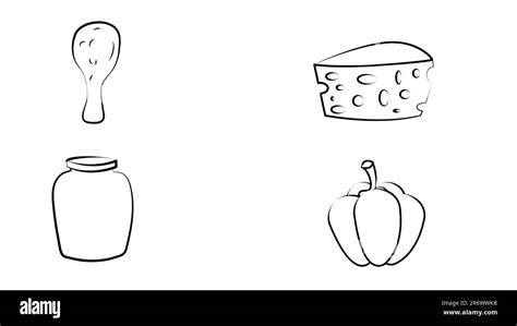Set Of Varied Food Items On White Background Stock Vector Image And Art