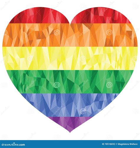O Arco íris Dos Povos Do Gay E Lesbiana Assina Dentro a Baixa Forma Poli Do Coração Da Arte