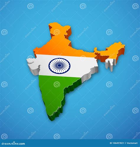 Tricolor Indian Flag Map Background For Republic And Independence Day