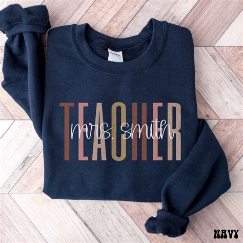 Custom Teacher Last Name Sweatshirt Teacher Mrs Sweatshirt Cute