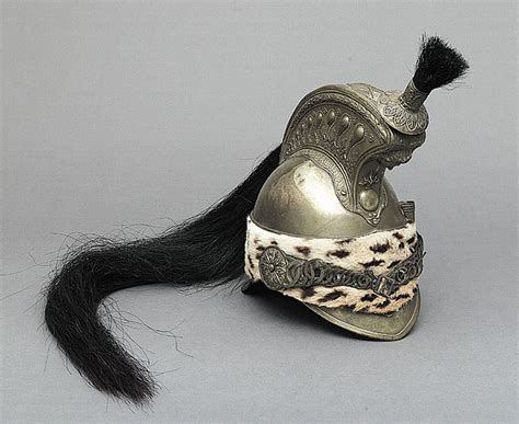 Lot A French Dragoon Helmet C 1830 40 Of Brass Leopard Skin