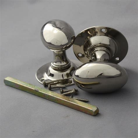 Edwardian Nickel Oval Door Knobs Architectural Decor