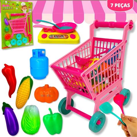 Carrinho De Supermercado De Brinquedo - Carrinho De Compras Infantil Supermercado De Brinquedo | Shopee Brasil