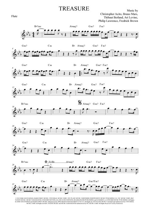 Treasure Bruno Mars Sheet Music