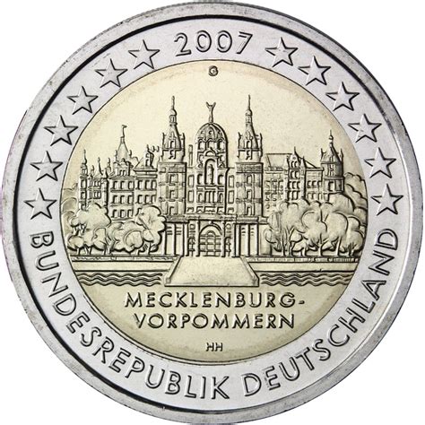 Germany 2 Euro 2007 Mecklenburg West Pomerania Schwerin Castle