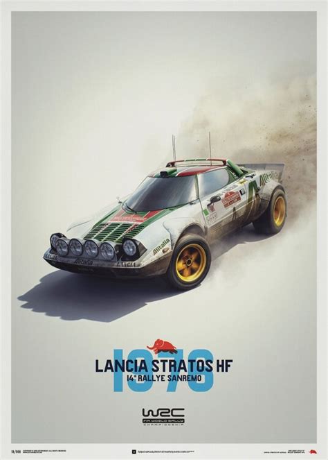 Poster Lancia Stratos Hf White Alitalia Sanremo Impression