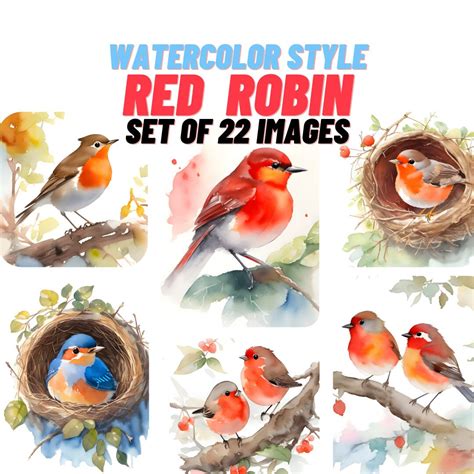 Red Robin Clipart, Charming Birds, Digital Download, Commercial Use - Etsy