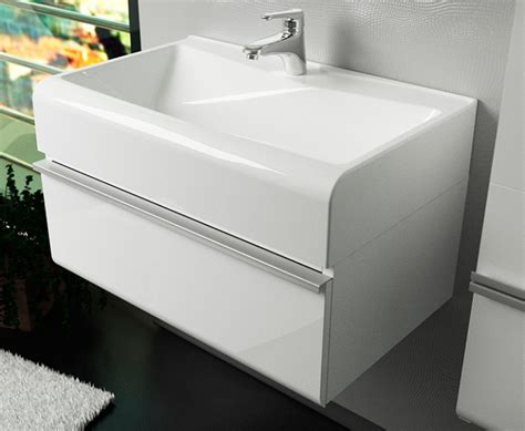 Тумба с раковиной Velvex Crystal Cub 70 подвесная, белая, с ящиками, с ...