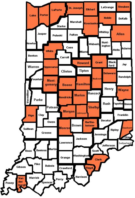 Printable Map Of Indiana Counties