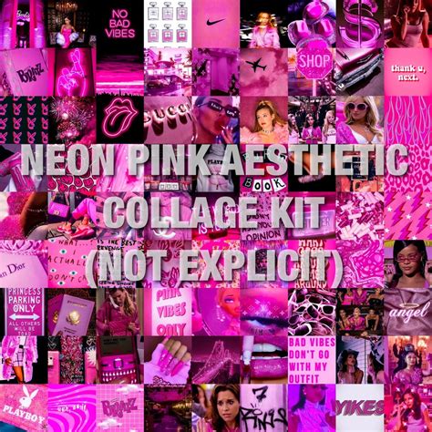 Neon Pink Aesthetic Collage Kit - Etsy