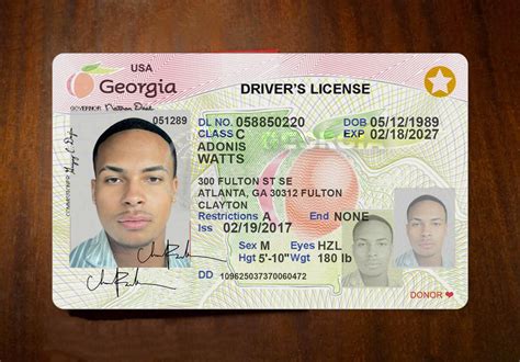 Usa Georgia Drivers License Template Free Download