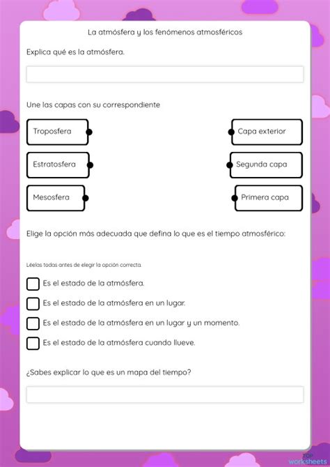 La Atmósfera Y Los Fenómenos Atmosféricos Ficha Interactiva Topworksheets