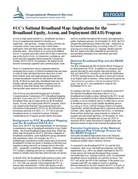 FCCs National Broadband Map Implications For The Broadband Equity