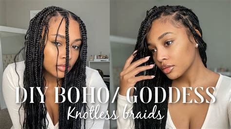 Easy Diy Goddess Boho Knotless Braids Home Hair Used Products