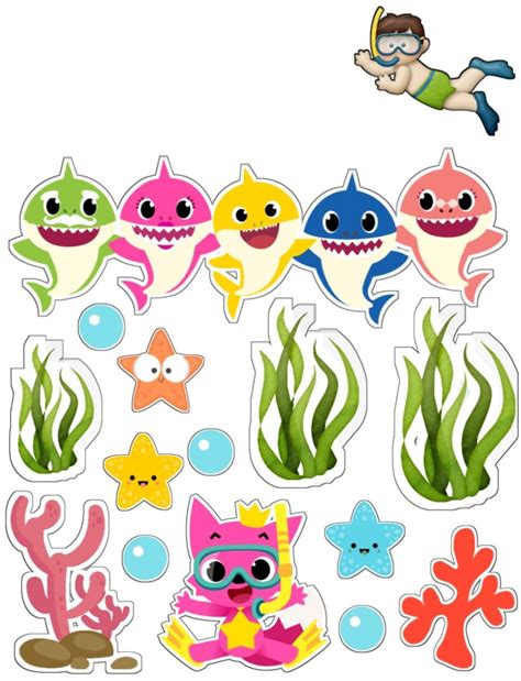 Baby Shark Under the Sea: Free Printable Cake Toppers. - Oh My Baby!