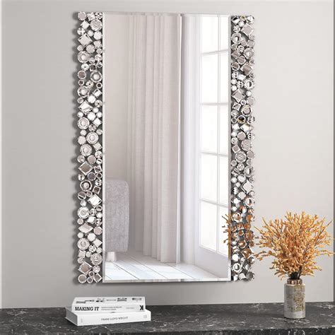 MUAUSU Rectangle Crystal Decorative Wall Mirror 35 4 X23 6 Mosaic