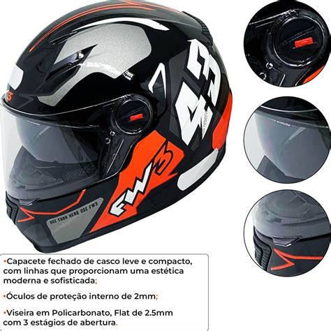 Capacete Fw Gtx Grafite Culos Interno Sommer Motos Agilidade