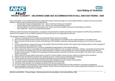 Privacy Dignity Delivering Same Sex Accommodation In Hull And