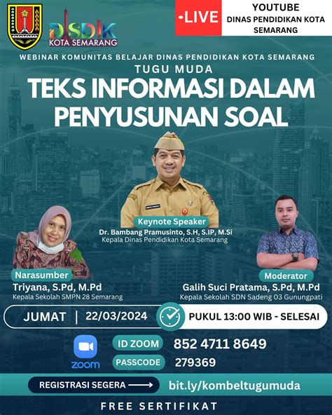 Webinar Komunitas Belajar Dinas Pendidikan Kota Semarang Tugu Muda Teks