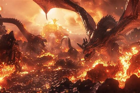 Premium Photo Epic Battle Between Mythical Creatures In A Fiery