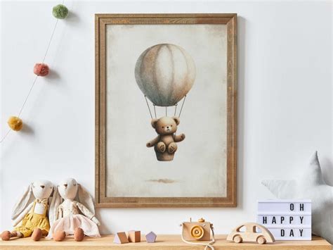 Hot Air Balloon Nursery Print Cute Bear Nursery Art Print Nursery