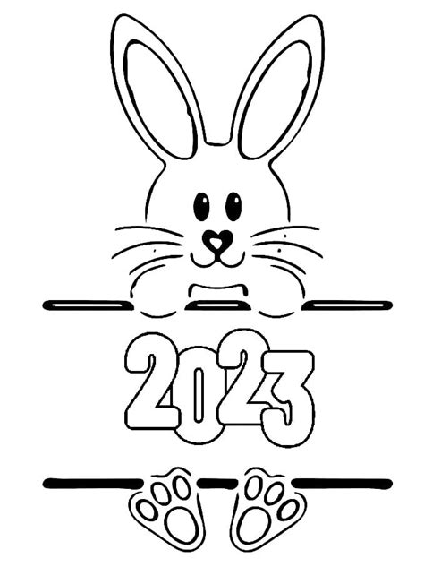 Happy New Year 2023 With Rabbit Coloring Page Free Printable Coloring