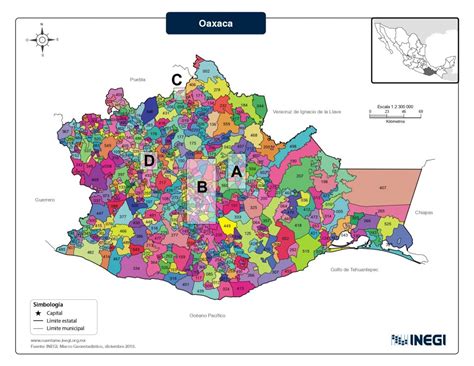 Mapa de Oaxaca con municipios Estado de Oaxaca México Mapas top