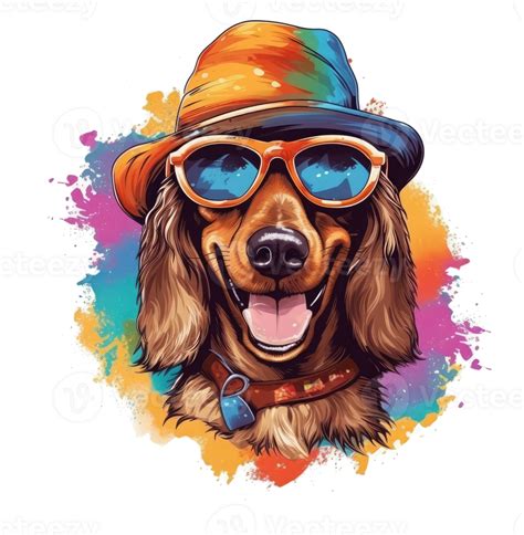 Watercolor Funny Dachshund Dog Wearing Sunglasses 24476860 Png